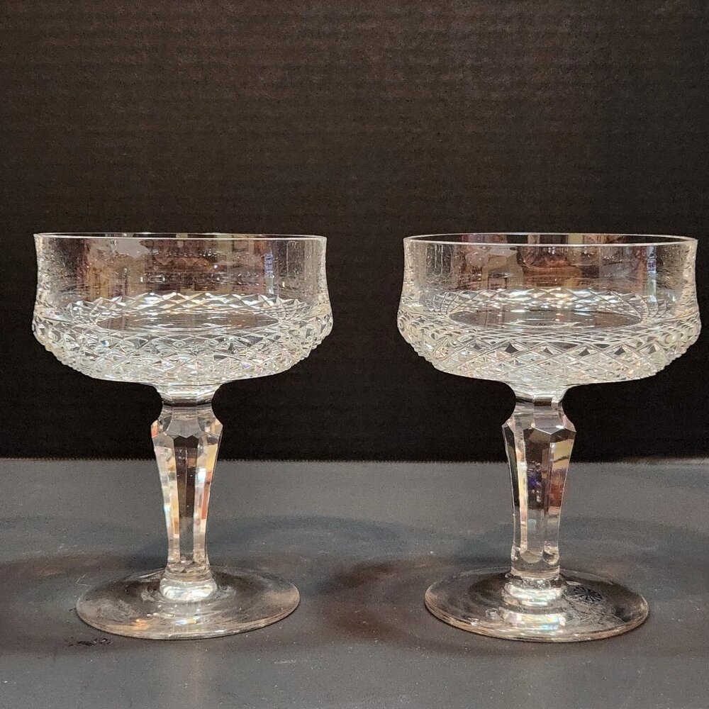 Vintage Galway Crystal "Royal Irish" Coupe Champagne/Sherbet Glasses Set of 2